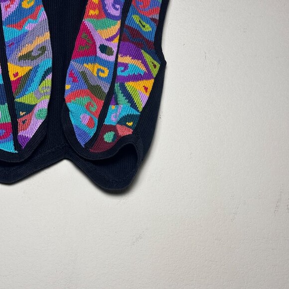BS Collection Handmade Sweater Vest Women M Tapestry Abstract Pima Cotton Peru - Picture 8 of 11